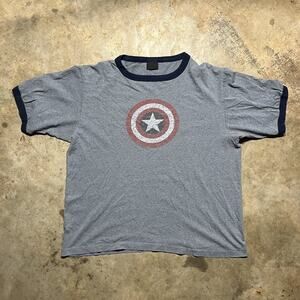Vintage 90s Captain America Changes Grey Ringer Shirt